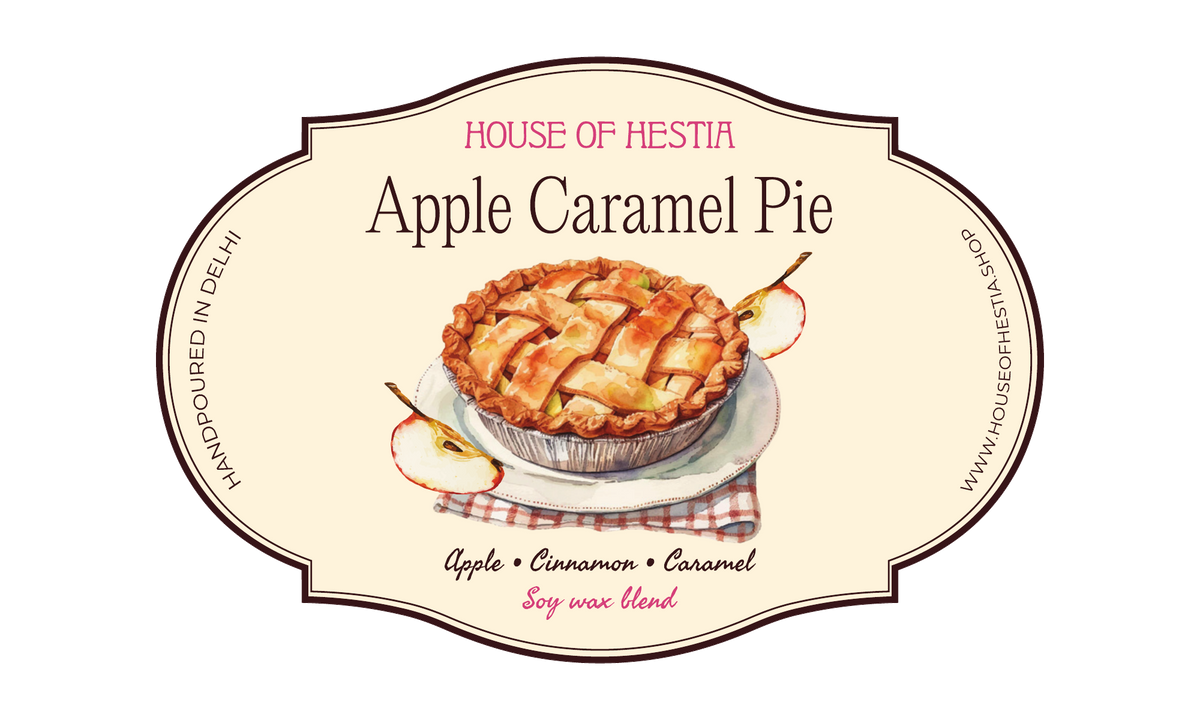 Apple Caramel Pie label by House of Hestia: apple, cinnamon, caramel