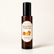 Autumn Skies & Pumpkin Spice linen mist by House of Hestia in an amber bottle